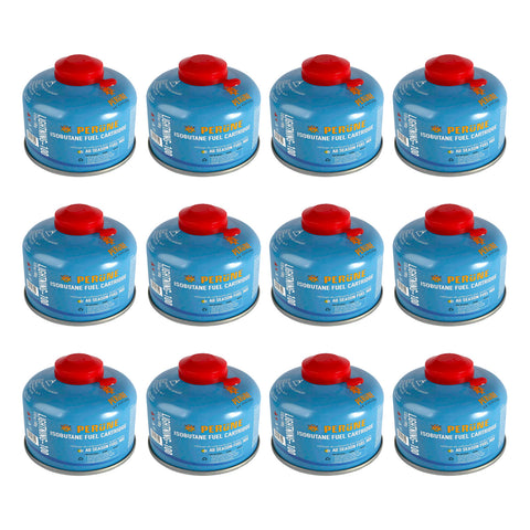 Perune Iso-Butane Camping Fuel Gas Canister All Season Mix - 100gram (12 Pack)