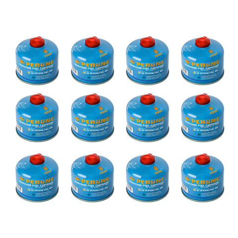 Perune Iso-Butane Camping Fuel Gas Canister All Season Mix - 230gram (12 Pack)