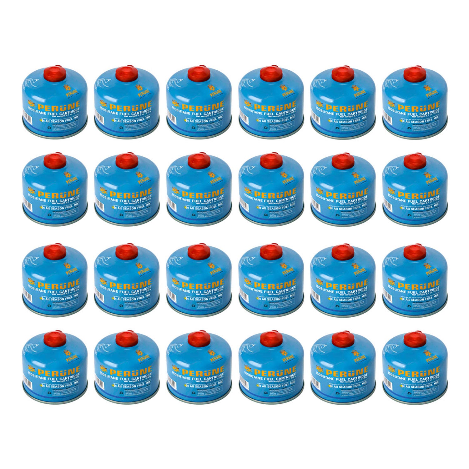 Perune Iso-Butane Camping Fuel Gas Canister All Season Mix - 230gram (24 Pack)