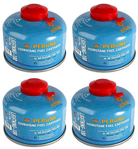 Perune Iso-Butane Camping Fuel Gas Canister All Season Mix - 100gram (4 Pack)